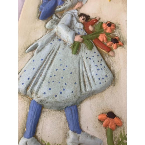 Pair Vintage Ceramic Wall Hangings - Little Girls - Picture 7 of 11